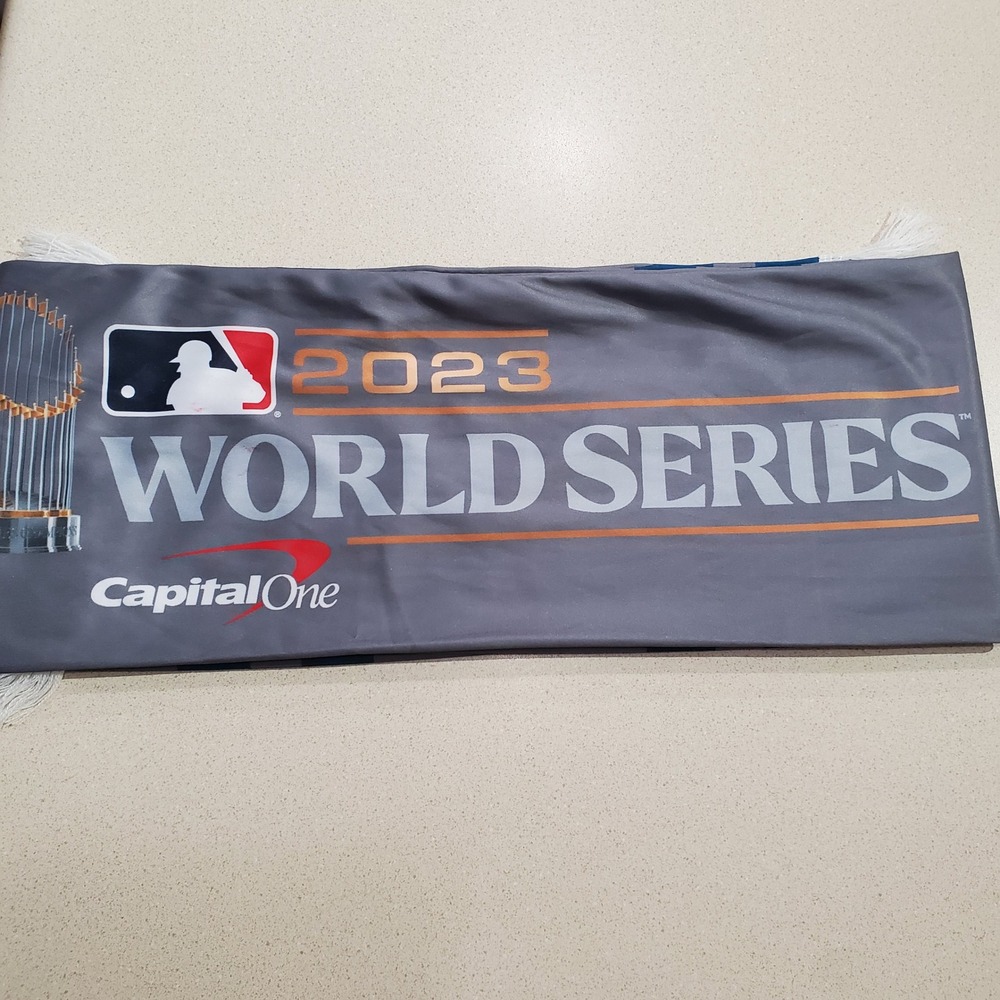 2023 MLB World Series Capital One Commemorative Fringe Scarf Gray Blue OS - Picture 3 of 6
